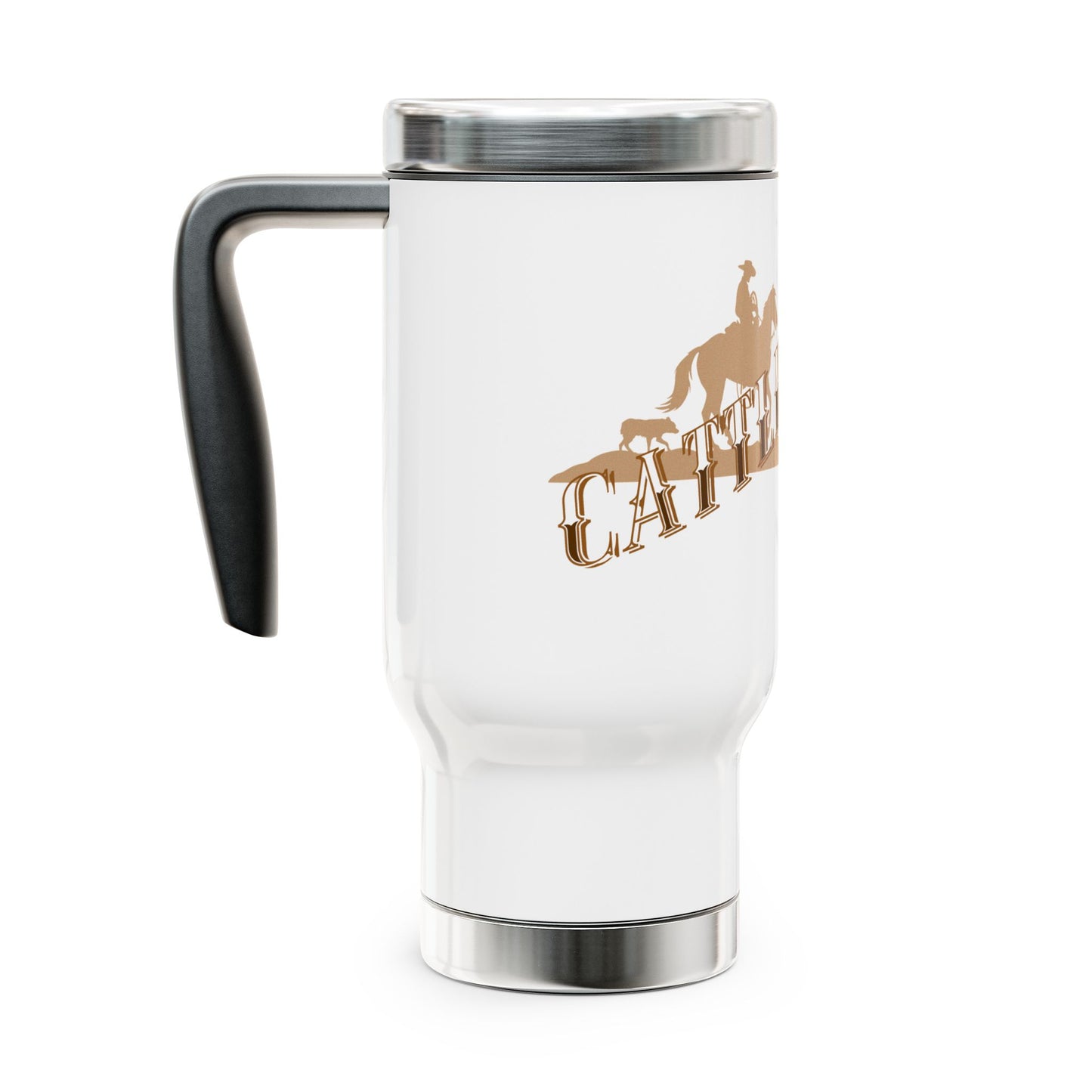 Rustic Cowboy Cattle Call Travel Mug - 14oz Stainless Steel with Handle, Perfect for Outdoor Adventures